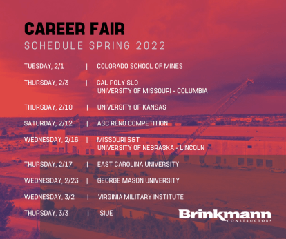 Siue Spring 2022 Calendar Campus Recruiting Calendar | Brinkmann Constructors